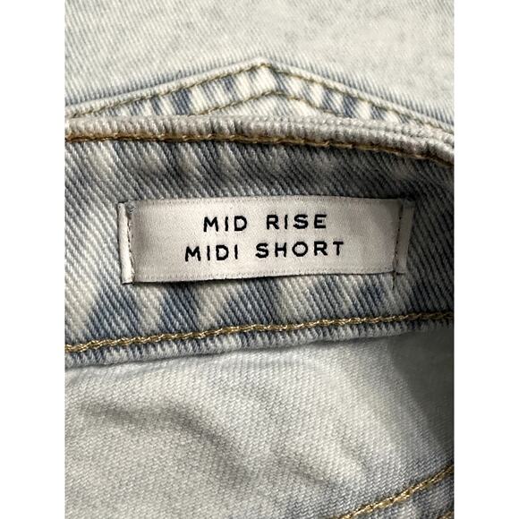 Frayed Denim Cut-Off Shorts High Rise Fit Midi Length Durable Light Blue 29 NWT - Picture 10 of 10